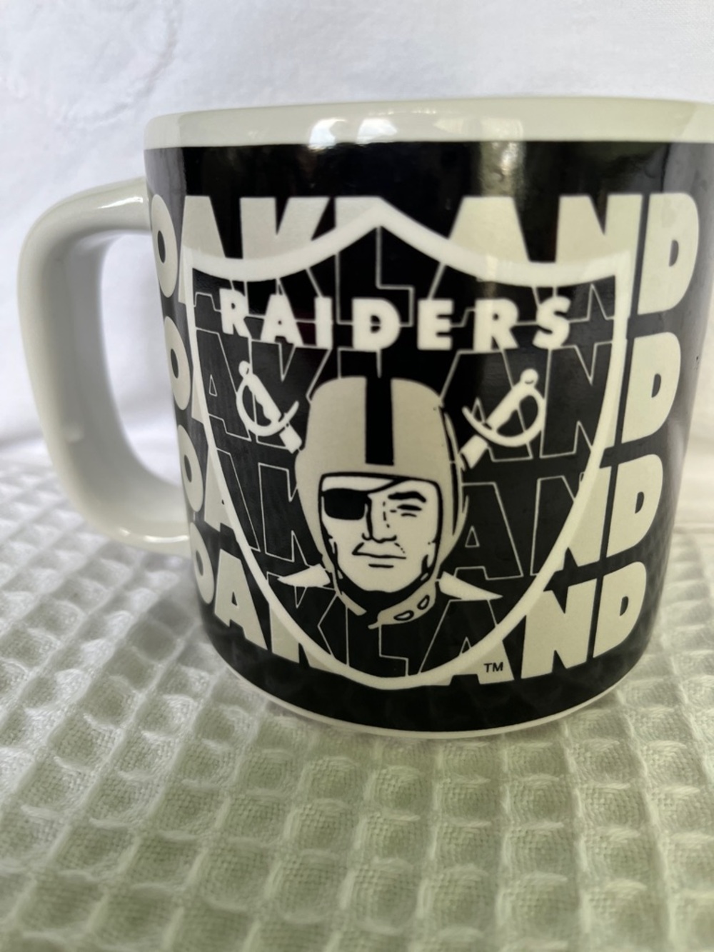 Riders by Lee Black and White Oakland Raiders Logo Ceramic Mug